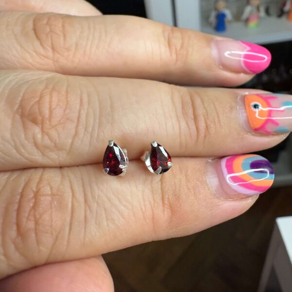 Aros gota granate plata 925