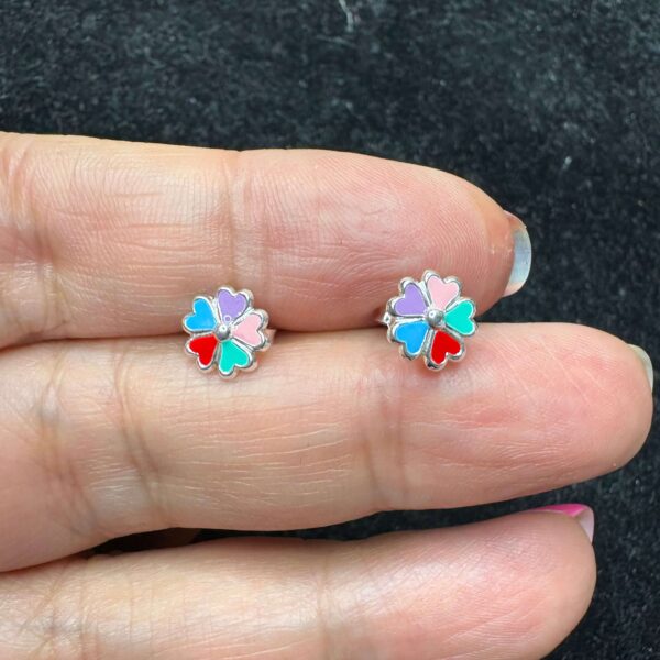Aros flor multicolor Plata 925