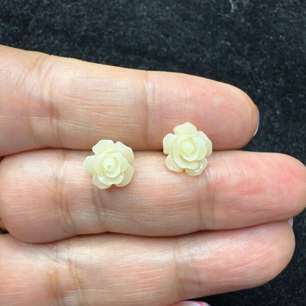 Aros rosas cerámica beige Plata 925