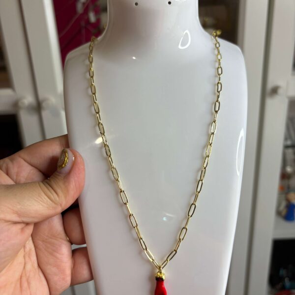 Collar baño oro dije puño 50 cm