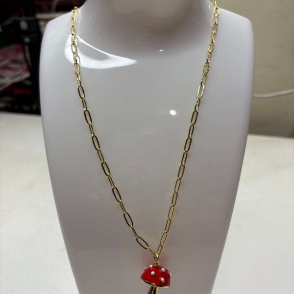 Collar baño oro dije hongo