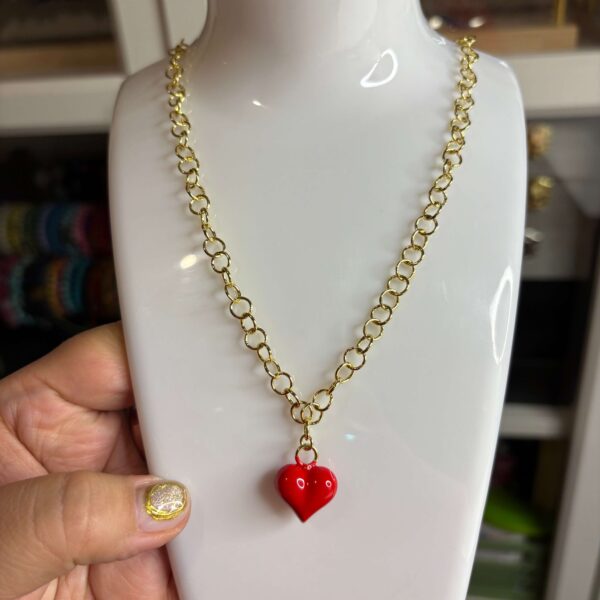 Collar baño oro dije corazón pequeño