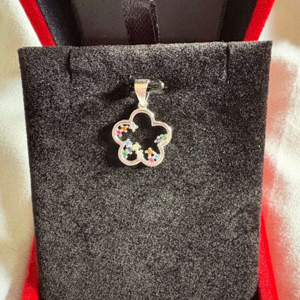 Colgante flor micro circones multicolor plata 925