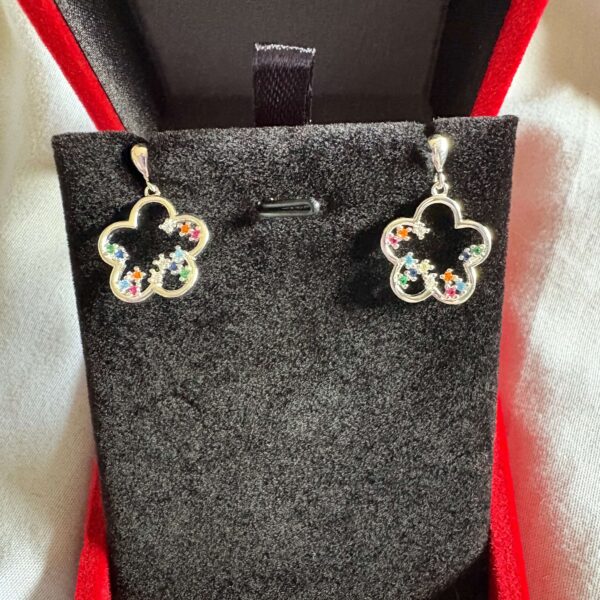 Aros flor micro circones multicolor plata 925