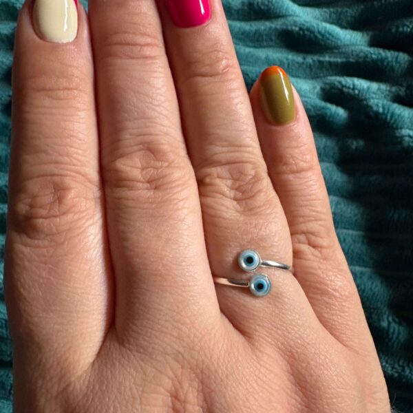 Anillo ajustable ojo turco Nº18 plata 925