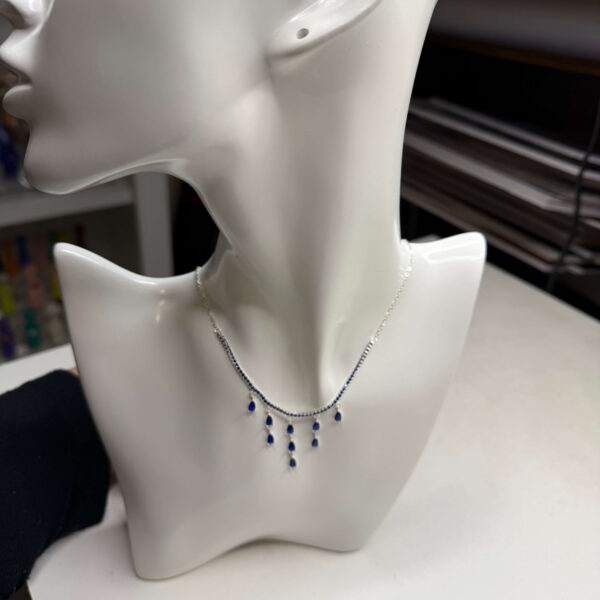 Collar cascada de circones azules plata 925