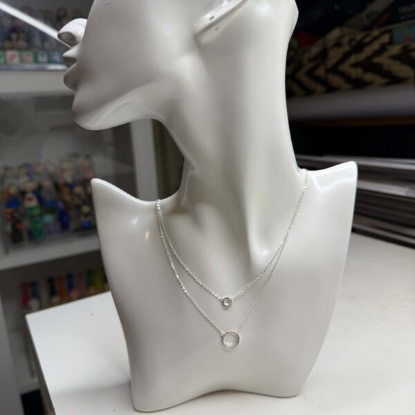 Collar doble círculos de circones multicolor plata 925