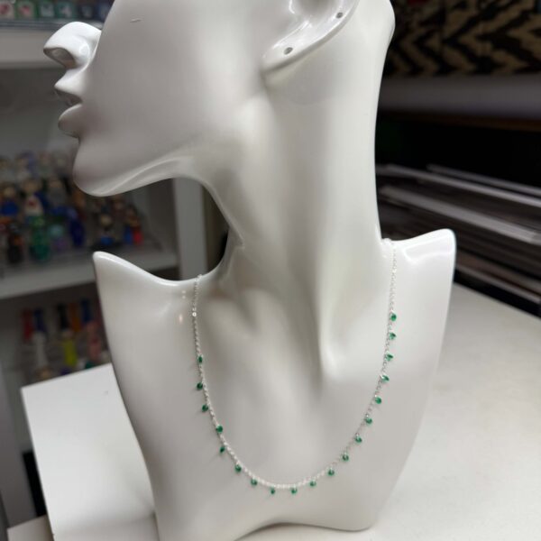 Collar lluvia de cristales esmeralda Swarovski plata 925