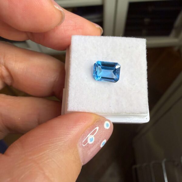 Cabuchon topacio london blue rectangular facetado
